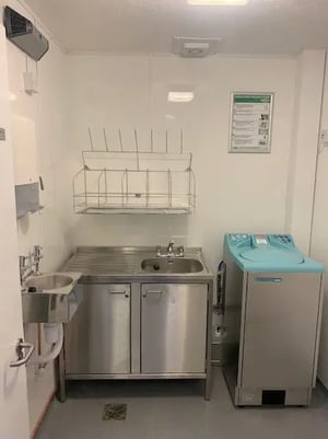 Halcyon House sluice room refurbishment before and after